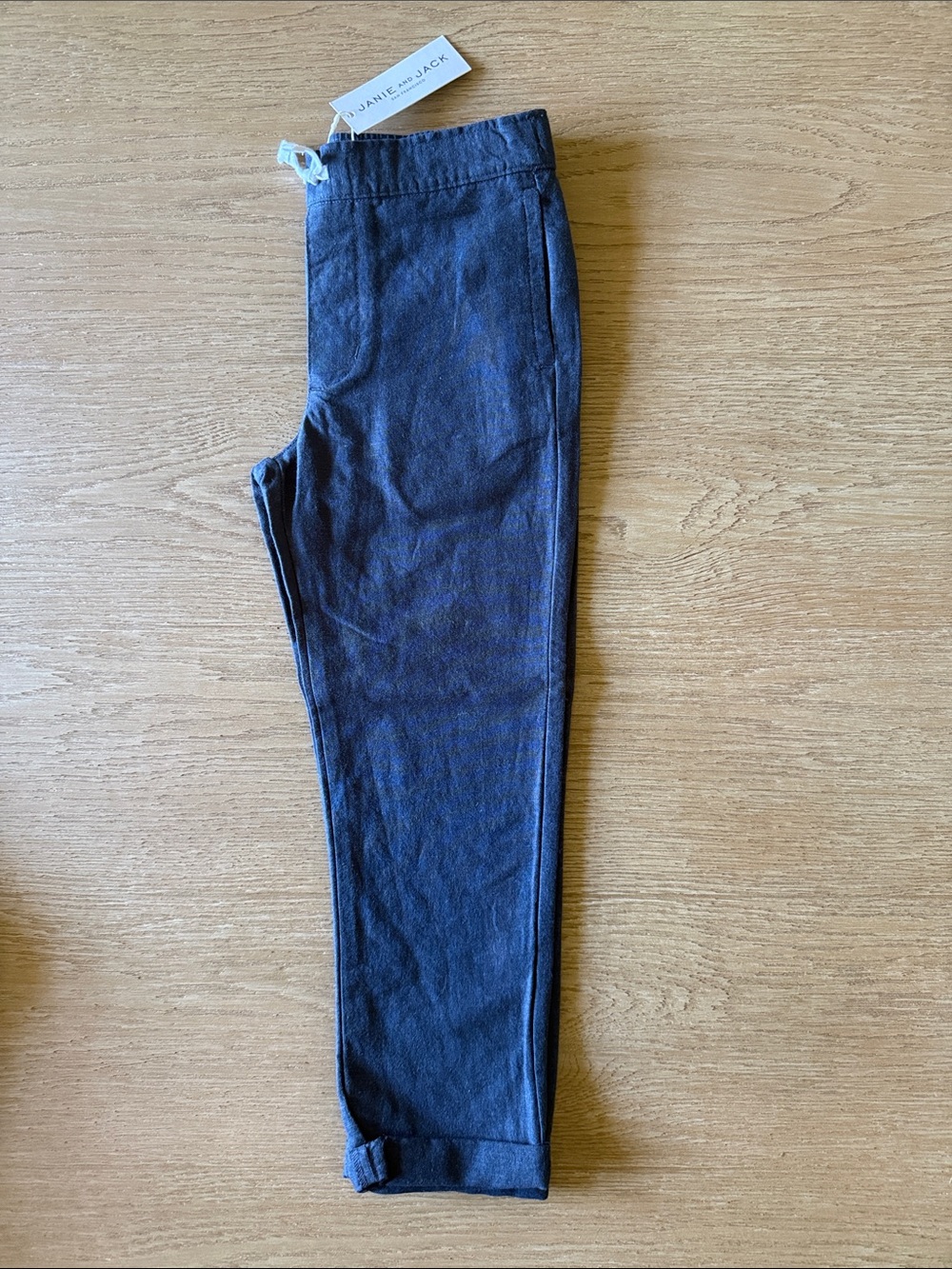 Janie and Jack NWT Boys Sz 6 Dark Navy Linen Pull-On Pants